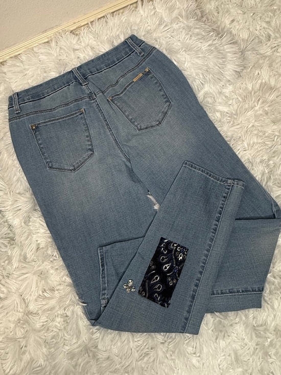 Chico's Patchwork and Jeweled Girlfriend Jeans - Picture 6 of 12